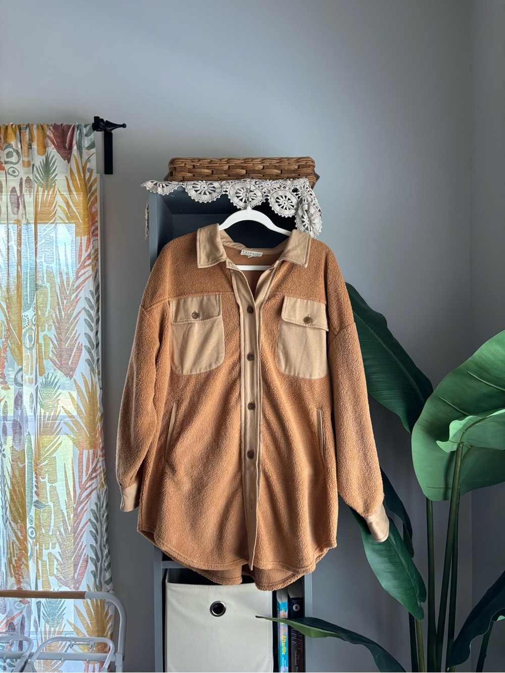 dress up sherpa shirt jacket